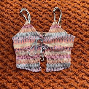 h&m divided colorful front tie cami size m